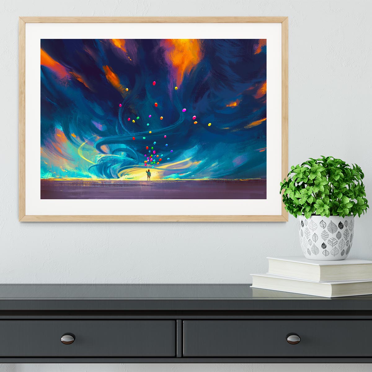 Standing in front of fantasy storm Framed Print - Canvas Art Rocks - 3