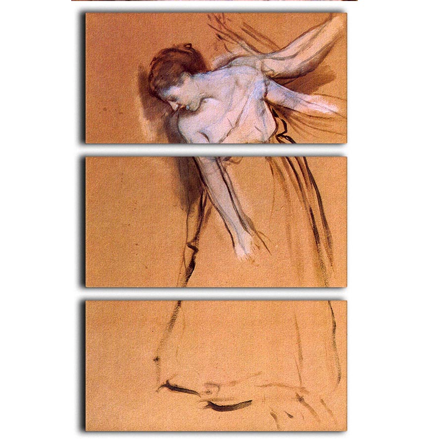 Standing with arms stretched bent to the side by Degas 3 Split Panel Canvas Print - Canvas Art Rocks - 1