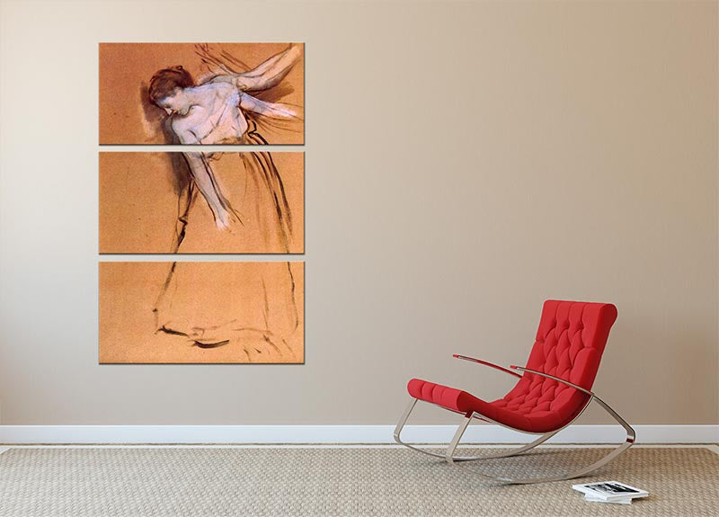 Standing with arms stretched bent to the side by Degas 3 Split Panel Canvas Print - Canvas Art Rocks - 2