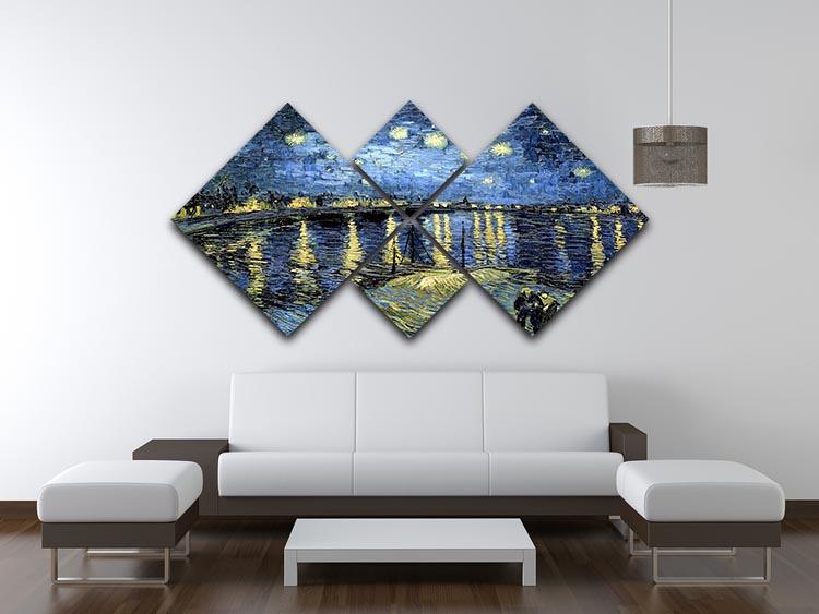 Starry Night over the Rhone 4 Square Multi Panel Canvas - Canvas Art Rocks - 3