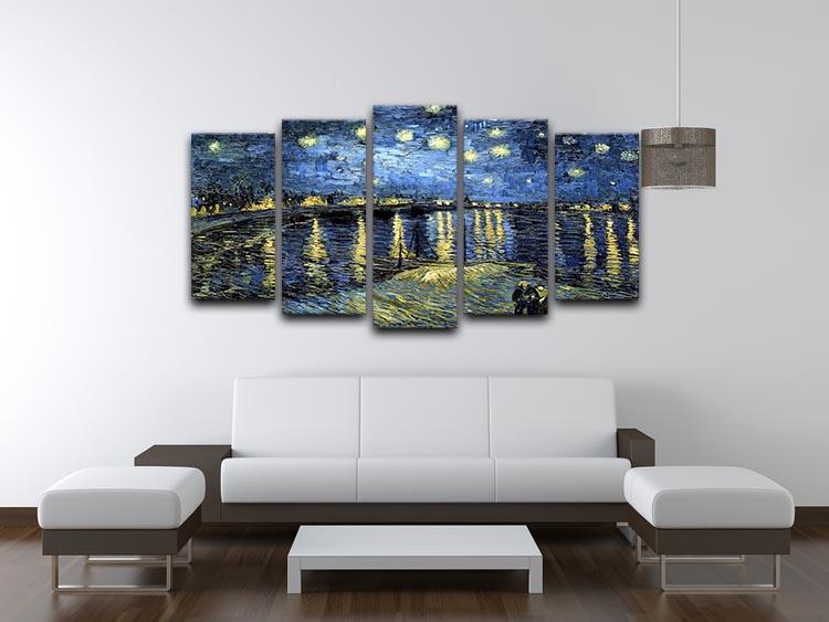 Starry Night over the Rhone 5 Split Panel Canvas - Canvas Art Rocks - 3