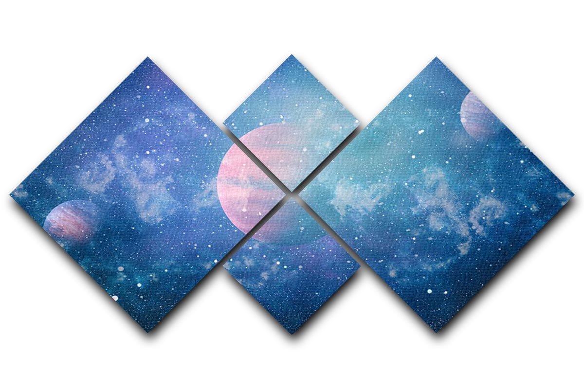 Stary Planet Space 4 Square Multi Panel Canvas  - Canvas Art Rocks - 1