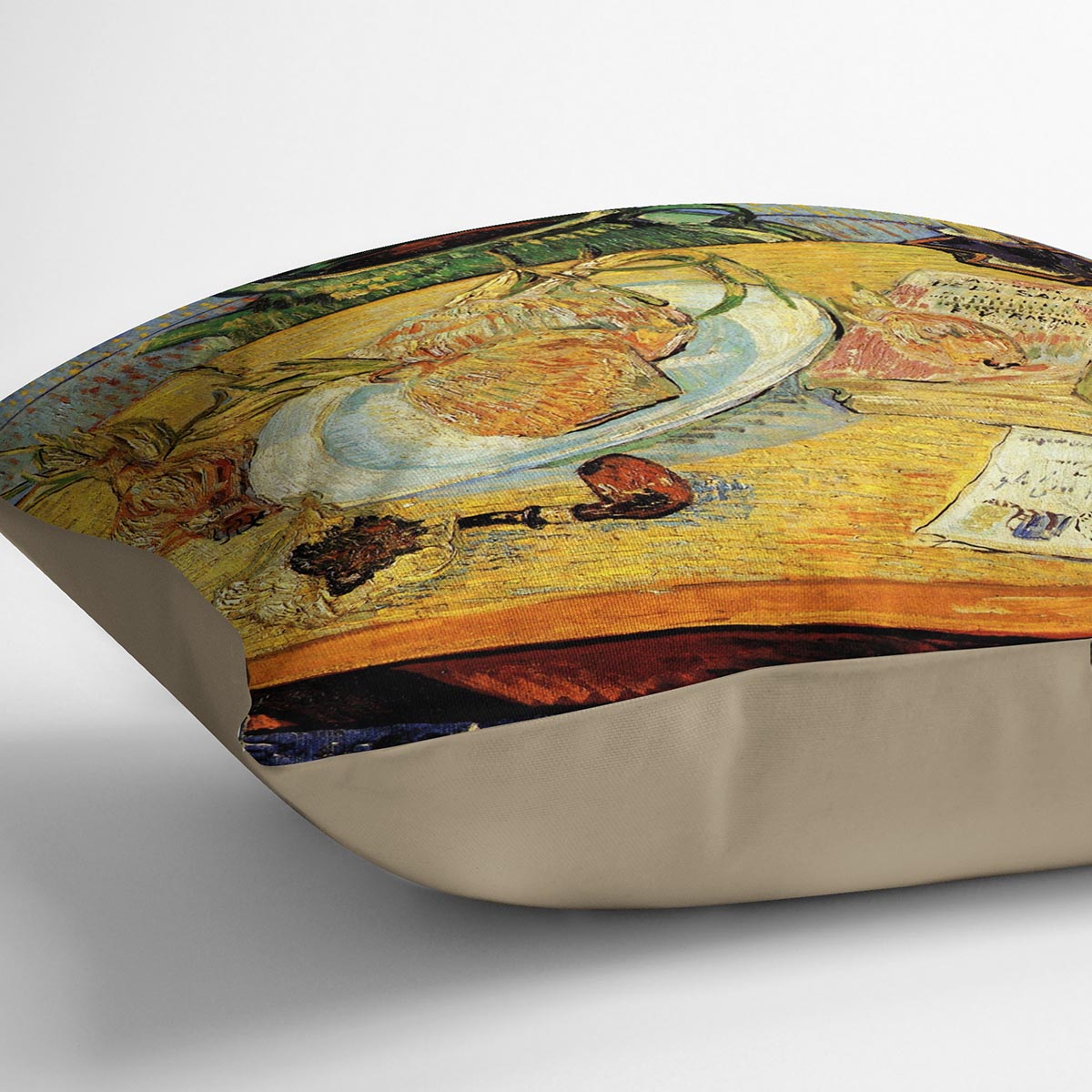 Still Life Drawing Board Pipe Onions and Sealing-Wax by Van Gogh Cushion