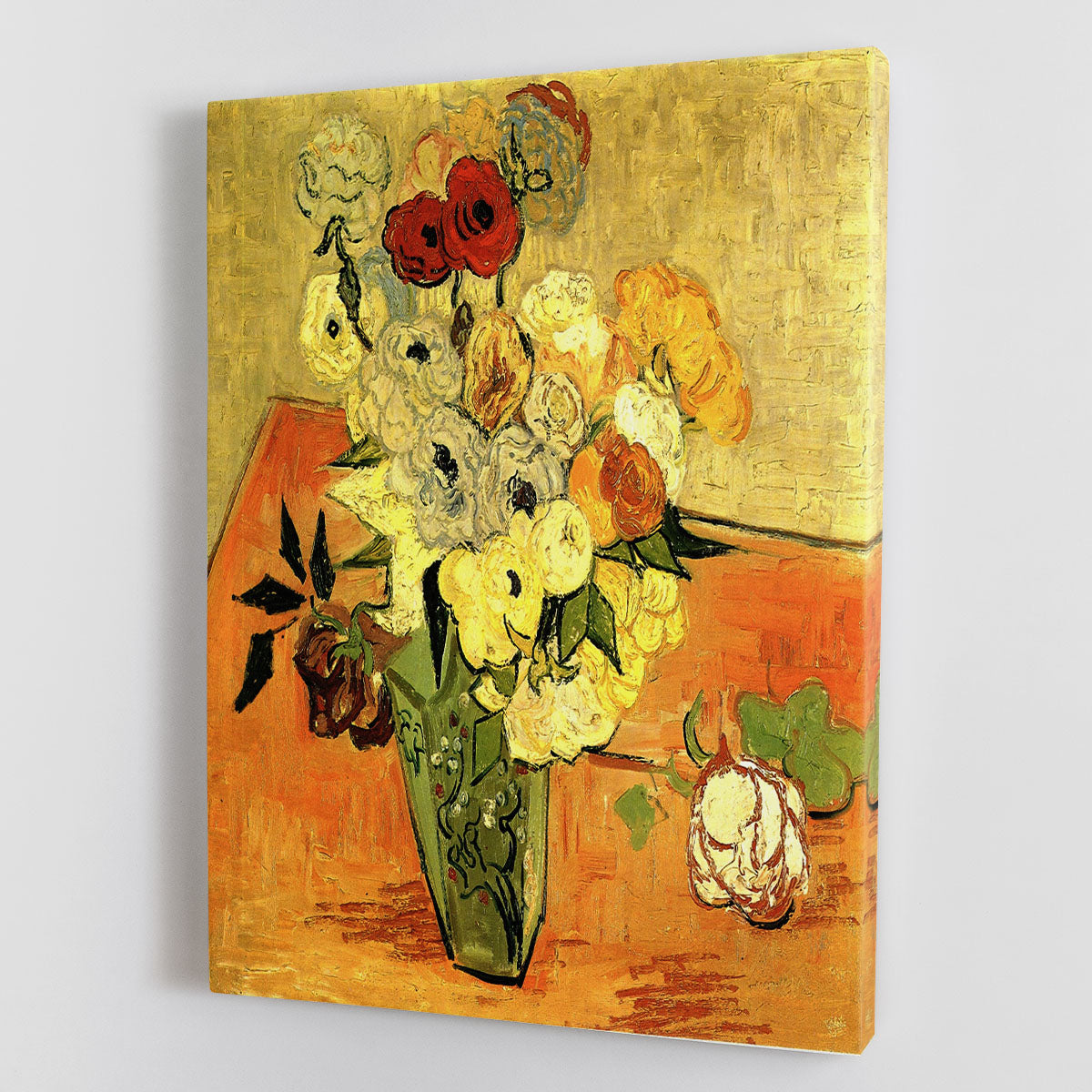 Still Life Japanese Vase with Roses and Anemones by Van Gogh Canvas Print or Poster - Canvas Art Rocks - 1