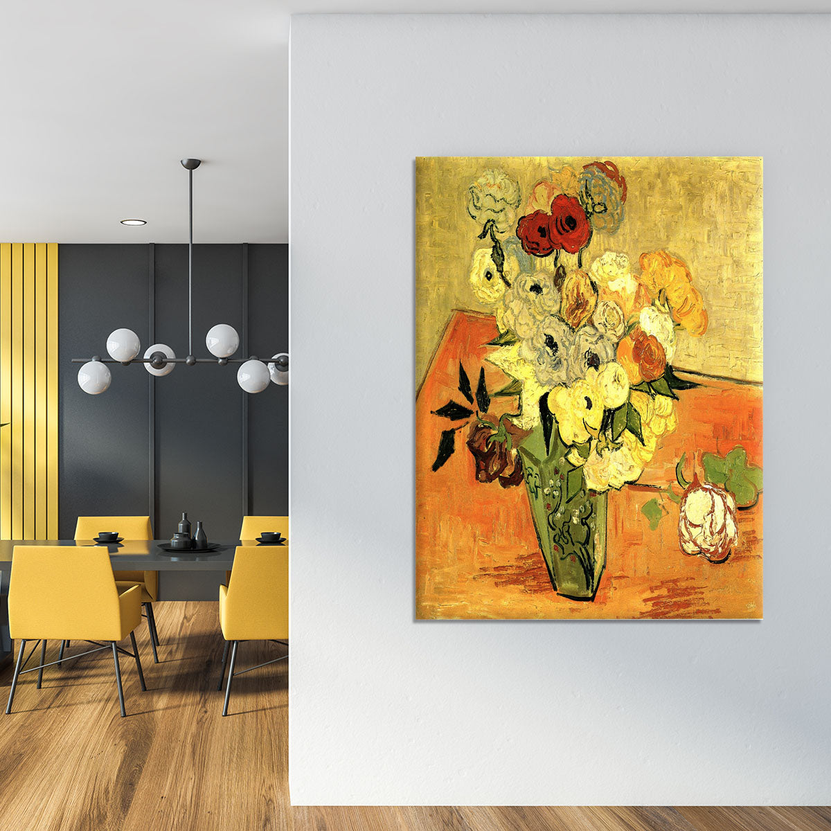 Still Life Japanese Vase with Roses and Anemones by Van Gogh Canvas Print or Poster - Canvas Art Rocks - 4