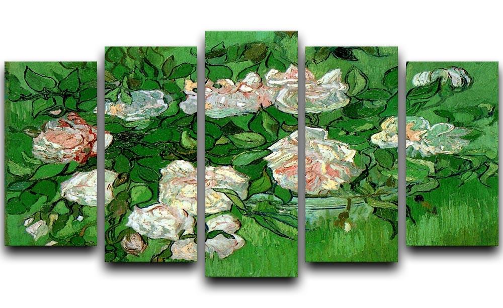 Still Life Pink Roses by Van Gogh 5 Split Panel Canvas  - Canvas Art Rocks - 1