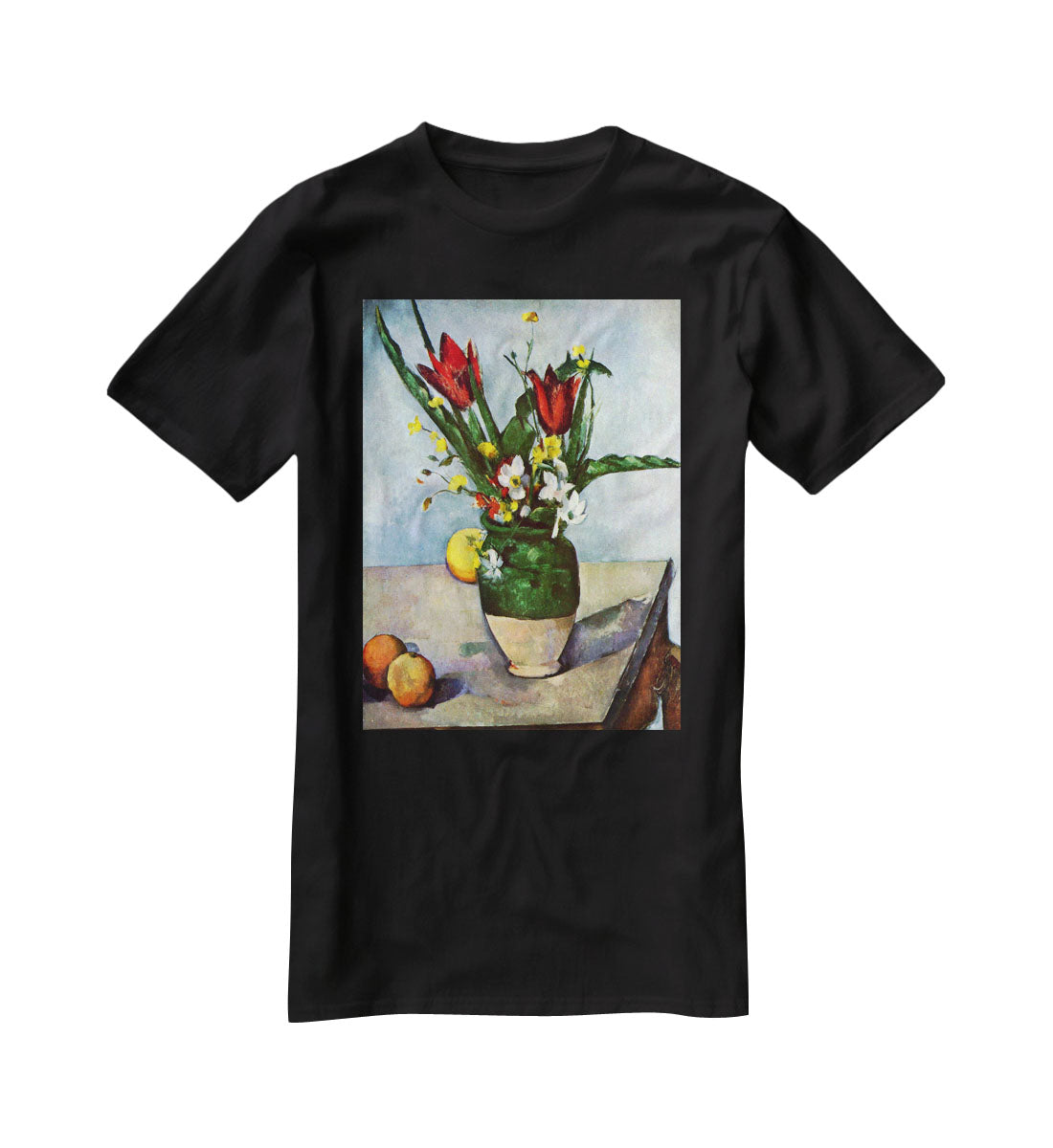 Still Life Tulips and Apples by Cezanne T-Shirt - Canvas Art Rocks - 1