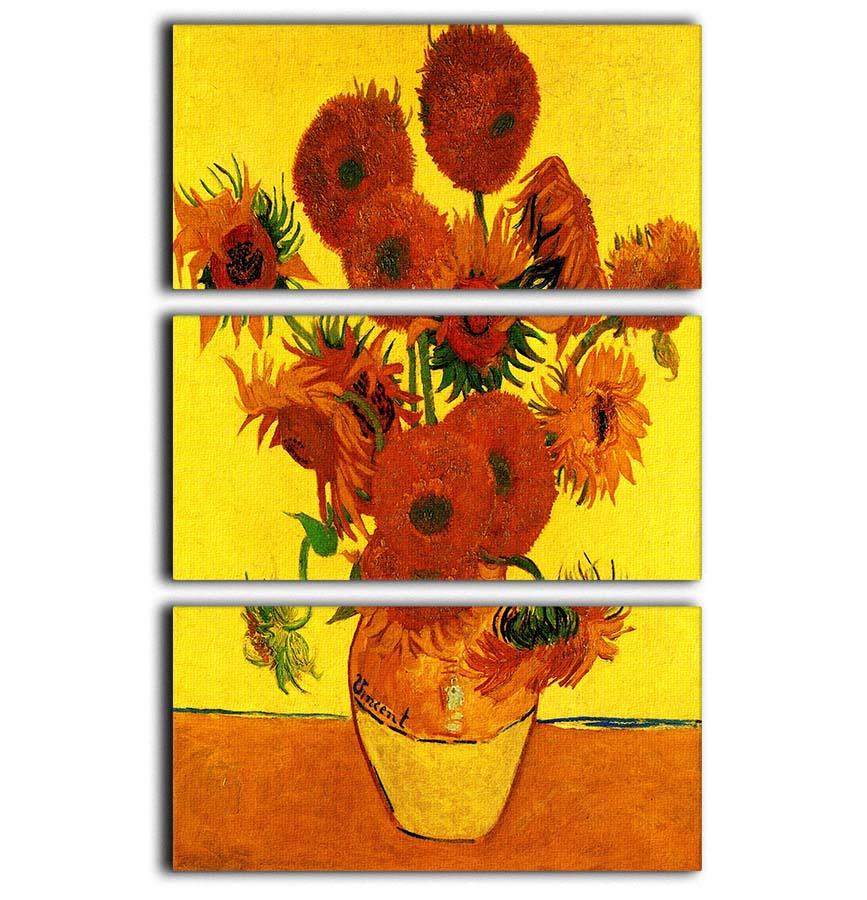 Still Life Vase with Fifteen Sunflowers 3 by Van Gogh 3 Split Panel Canvas Print - Canvas Art Rocks - 1