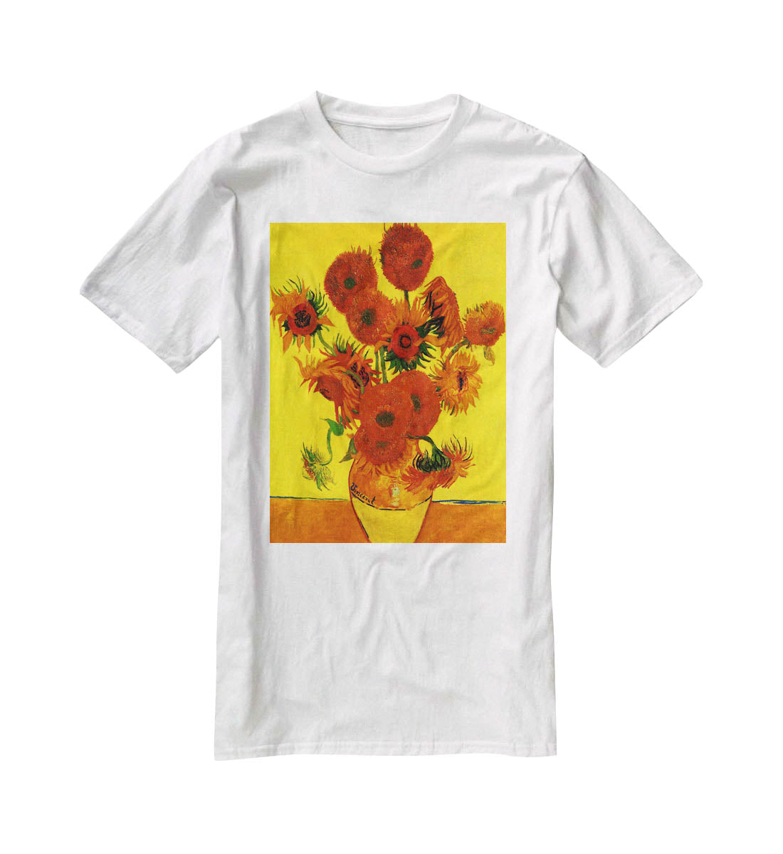 Still Life Vase with Fifteen Sunflowers 3 by Van Gogh T-Shirt - Canvas Art Rocks - 5
