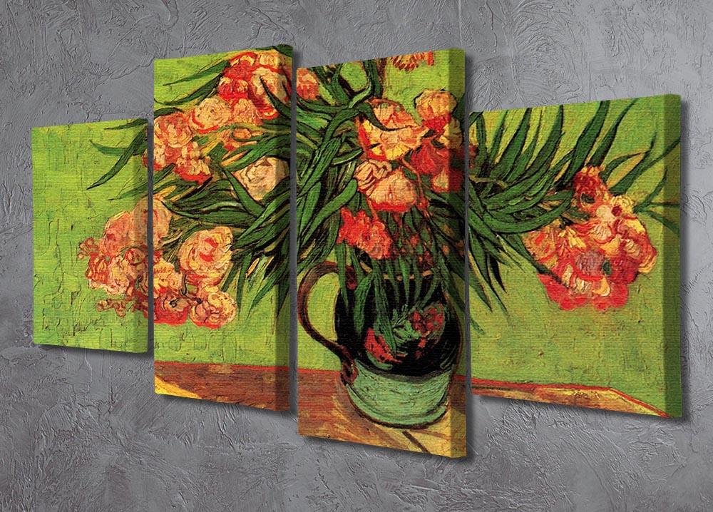 Still Life Vase with Oleanders and Books by Van Gogh 4 Split Panel Canvas - Canvas Art Rocks - 2