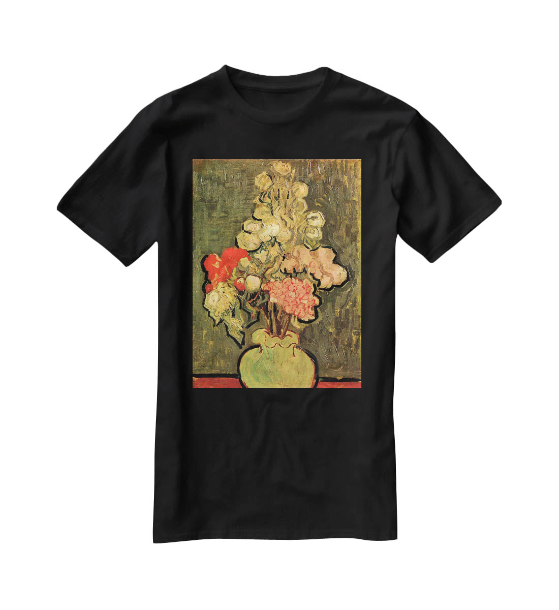 Still Life Vase with Rose-Mallows by Van Gogh T-Shirt - Canvas Art Rocks - 1