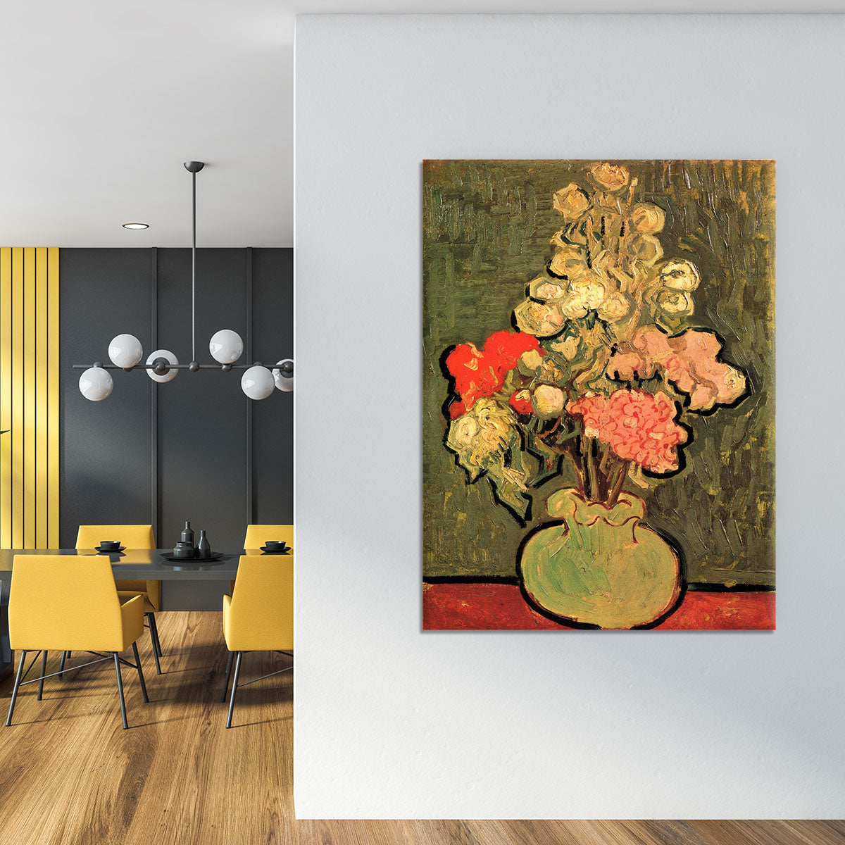Still Life Vase with Rose-Mallows by Van Gogh Canvas Print or Poster - Canvas Art Rocks - 4