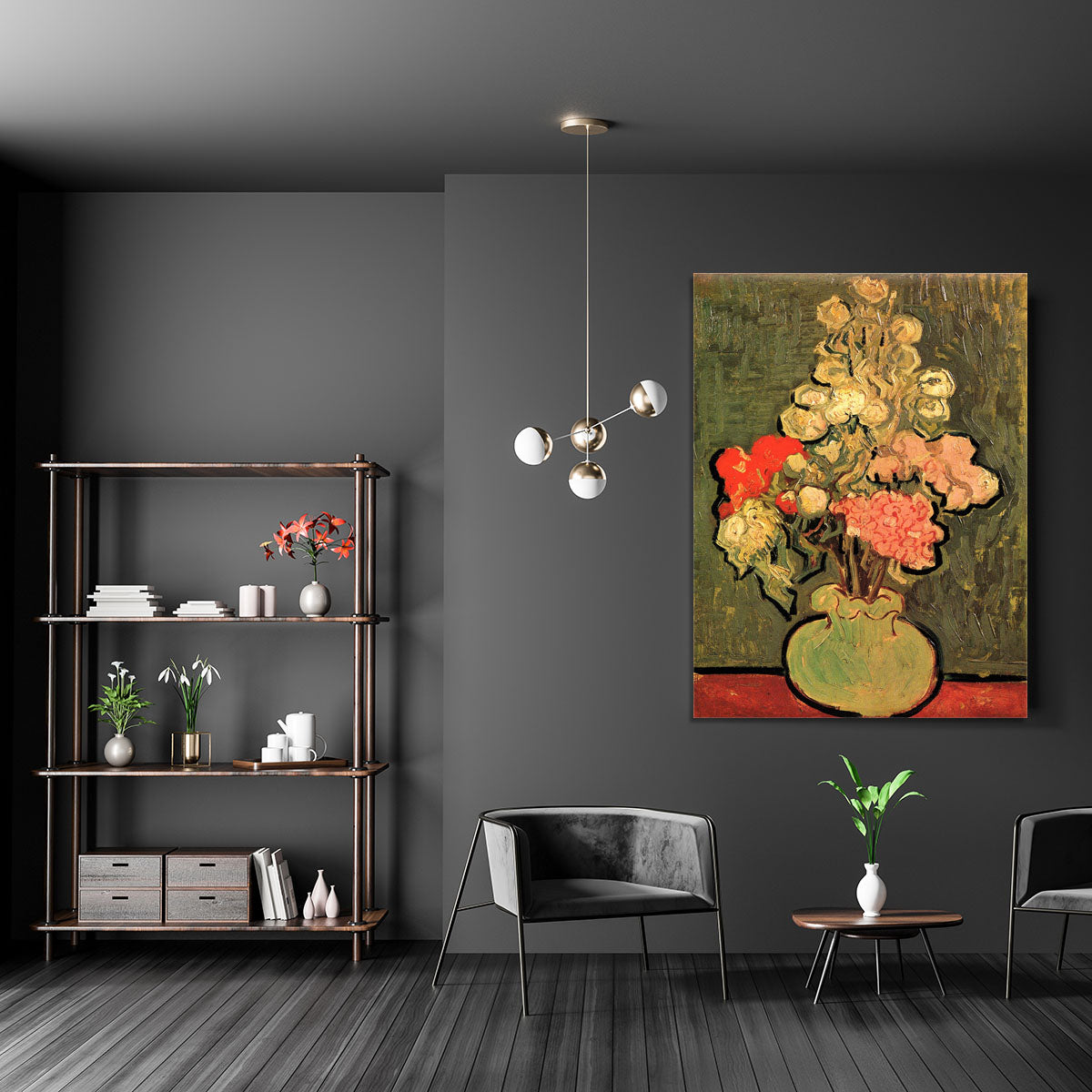 Still Life Vase with Rose-Mallows by Van Gogh Canvas Print or Poster - Canvas Art Rocks - 5