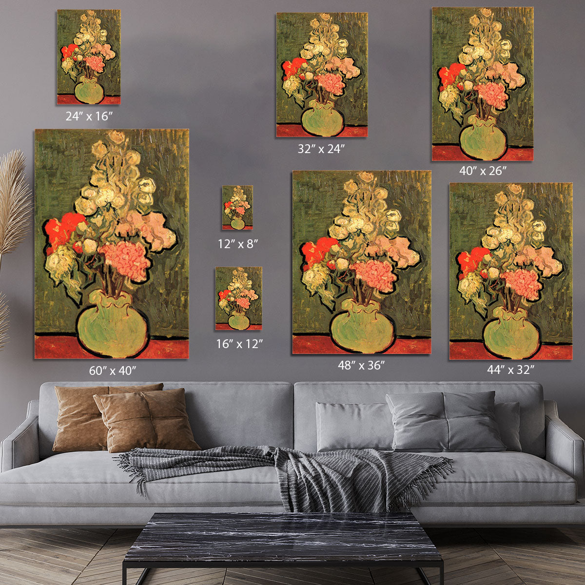 Still Life Vase with Rose-Mallows by Van Gogh Canvas Print or Poster - Canvas Art Rocks - 7