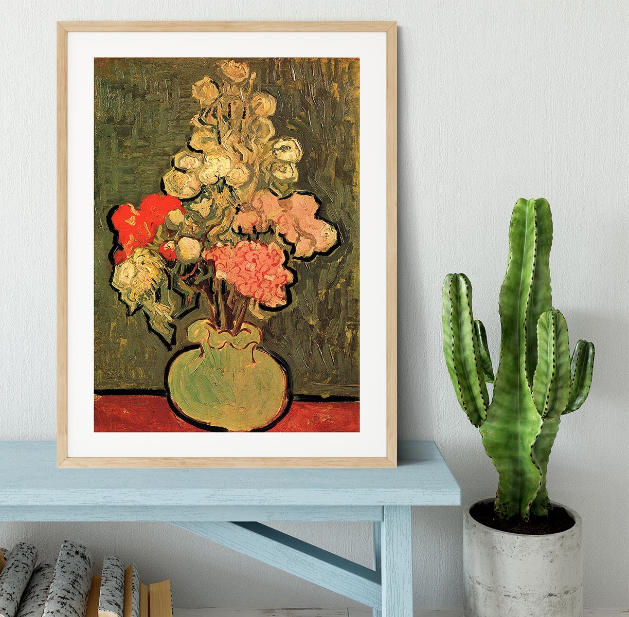 Still Life Vase with Rose-Mallows by Van Gogh Framed Print - Canvas Art Rocks - 3