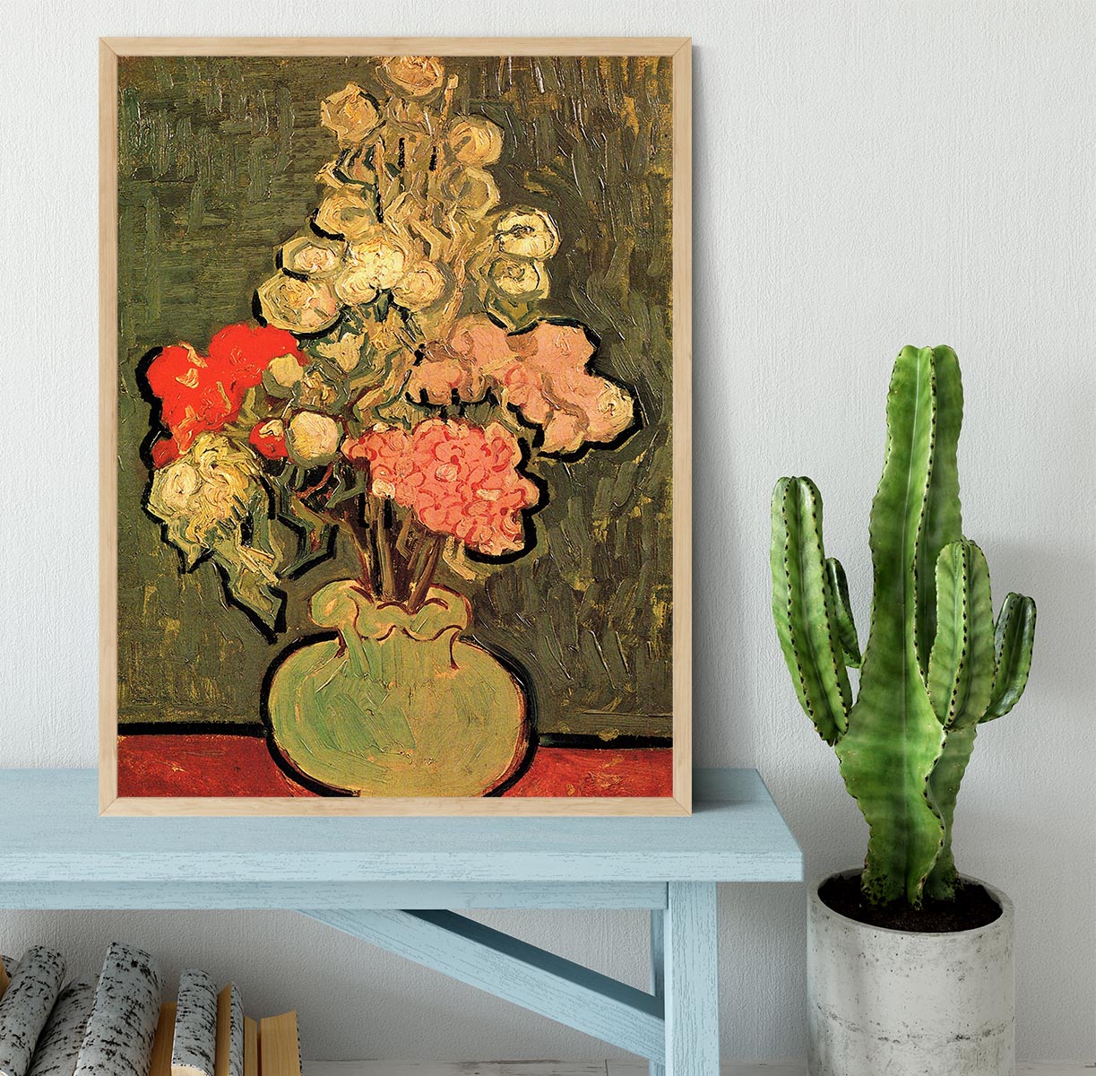 Still Life Vase with Rose-Mallows by Van Gogh Framed Print - Canvas Art Rocks - 4