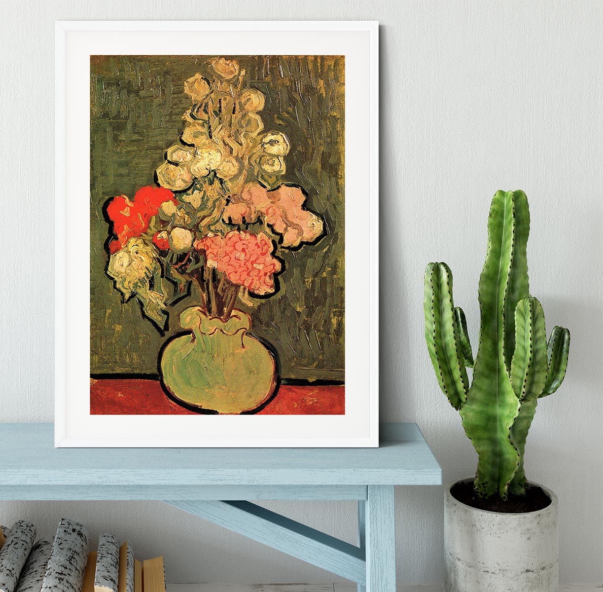Still Life Vase with Rose-Mallows by Van Gogh Framed Print - Canvas Art Rocks - 5