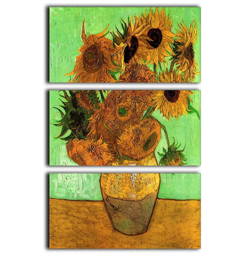 Still Life Vase with Twelve Sunflowers 2 by Van Gogh 3 Split Panel Canvas Print - Canvas Art Rocks - 1