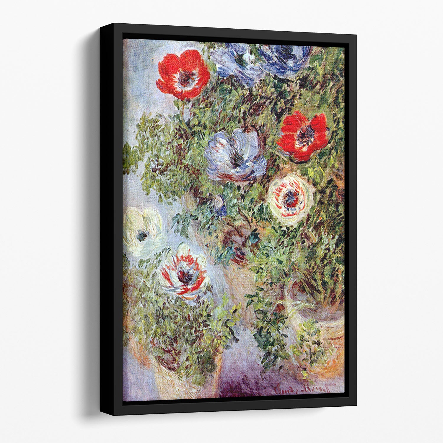 Still Life with Anemones by Monet Floating Framed Canvas