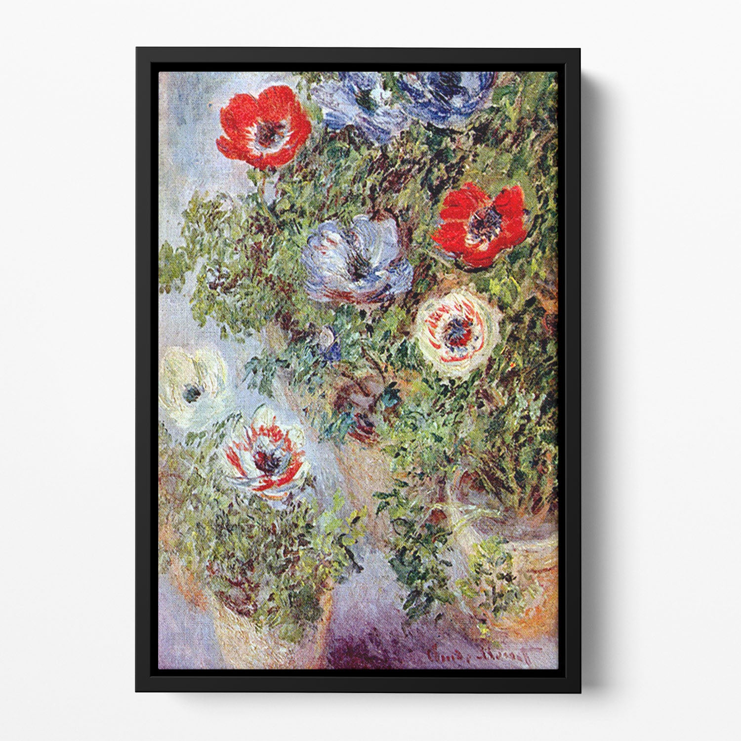 Still Life with Anemones by Monet Floating Framed Canvas