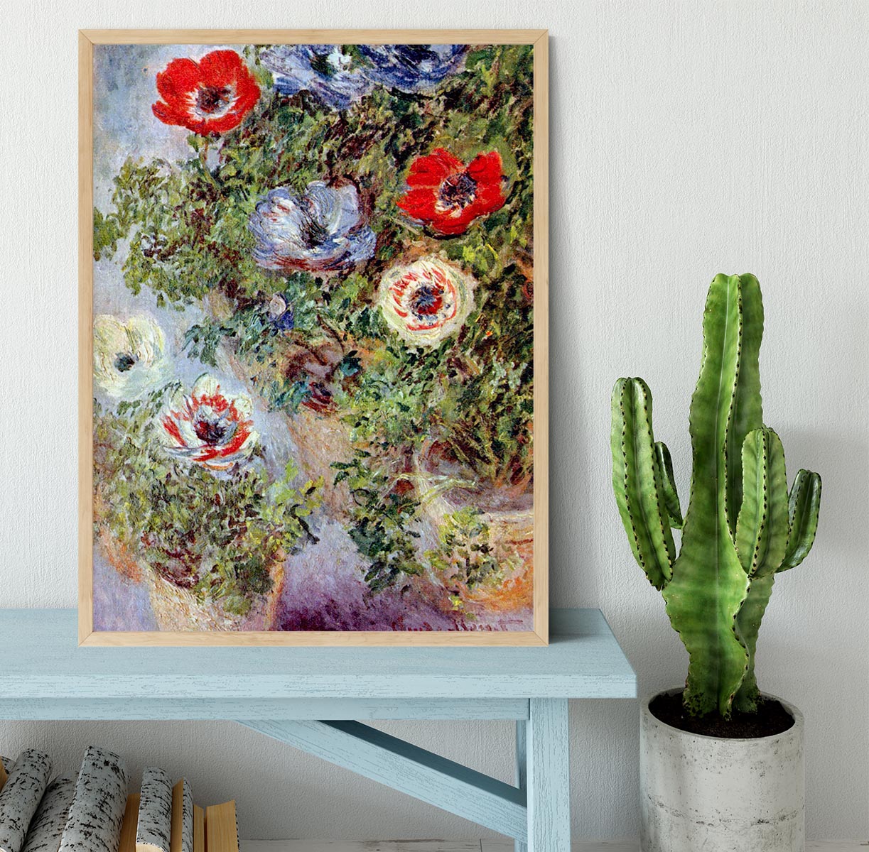 Still Life with Anemones by Monet Framed Print - Canvas Art Rocks - 4