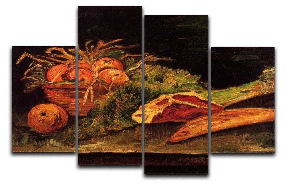 Still Life with Apples Meat and a Roll by Van Gogh 4 Split Panel Canvas  - Canvas Art Rocks - 1
