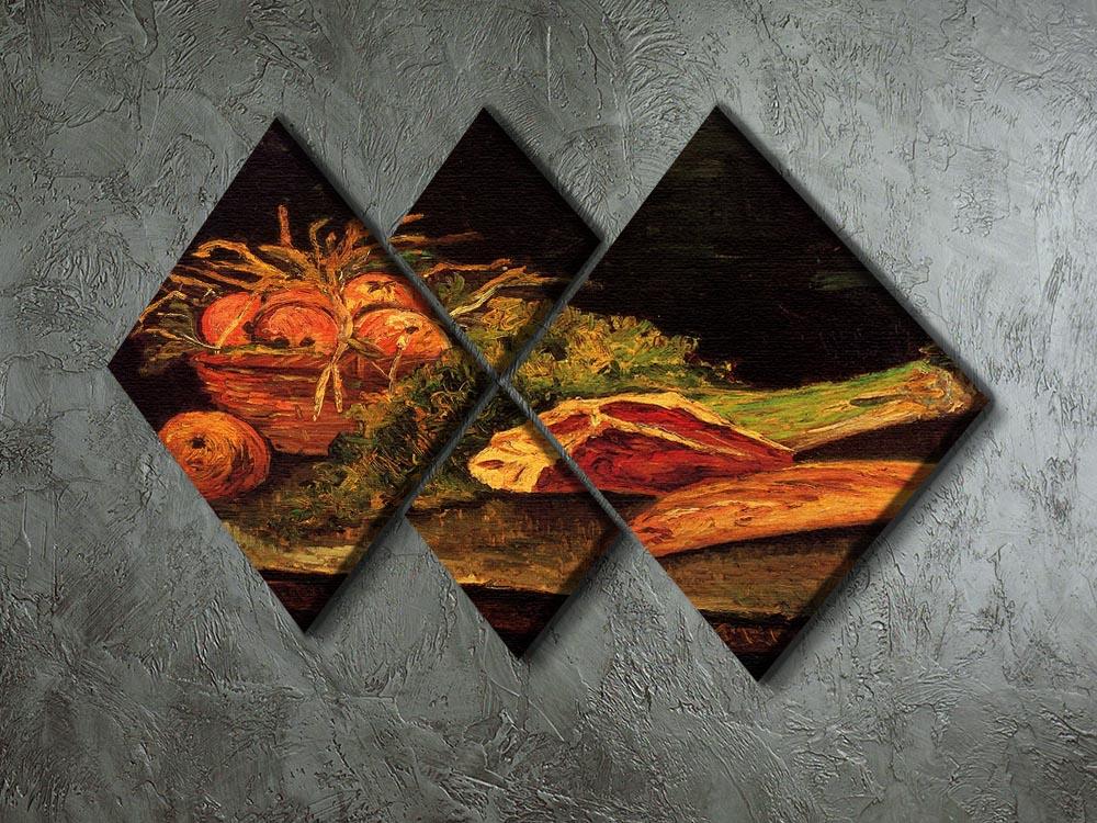 Still Life with Apples Meat and a Roll by Van Gogh 4 Square Multi Panel Canvas - Canvas Art Rocks - 2