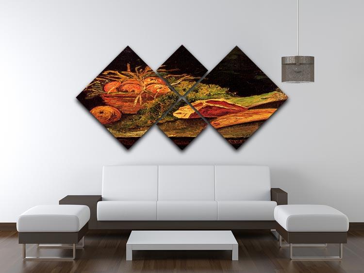 Still Life with Apples Meat and a Roll by Van Gogh 4 Square Multi Panel Canvas - Canvas Art Rocks - 3
