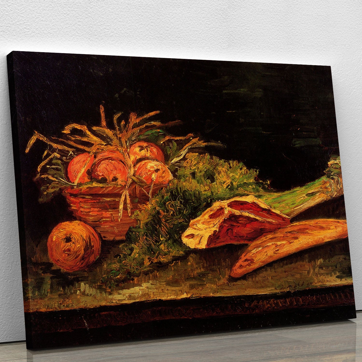 Still Life with Apples Meat and a Roll by Van Gogh Canvas Print or Poster - Canvas Art Rocks - 1