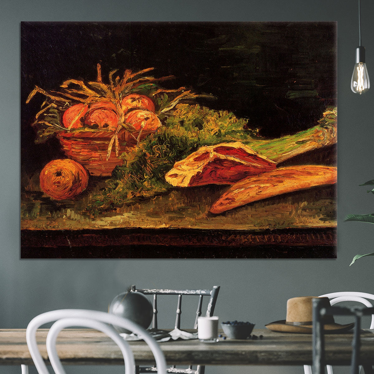 Still Life with Apples Meat and a Roll by Van Gogh Canvas Print or Poster - Canvas Art Rocks - 3