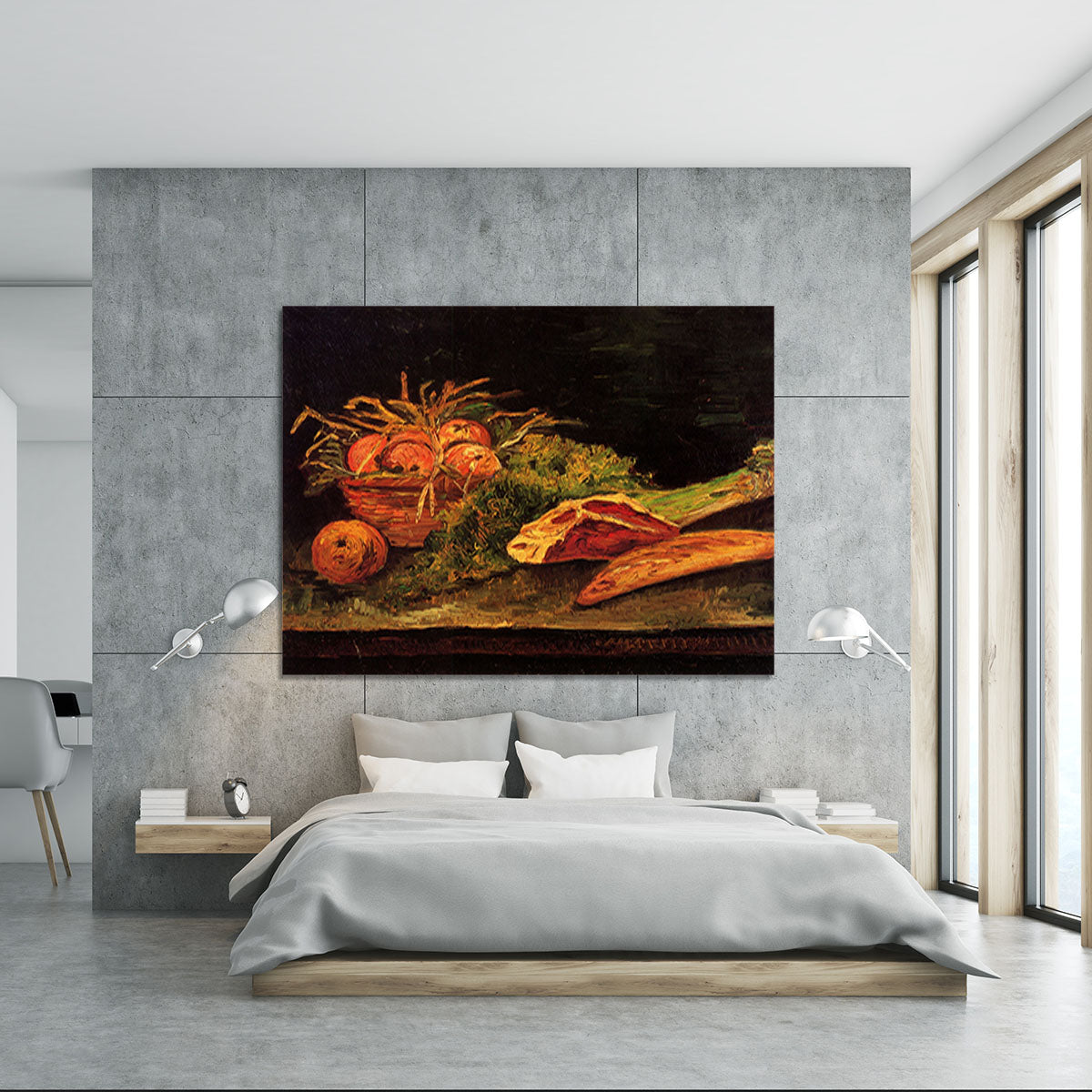 Still Life with Apples Meat and a Roll by Van Gogh Canvas Print or Poster - Canvas Art Rocks - 5