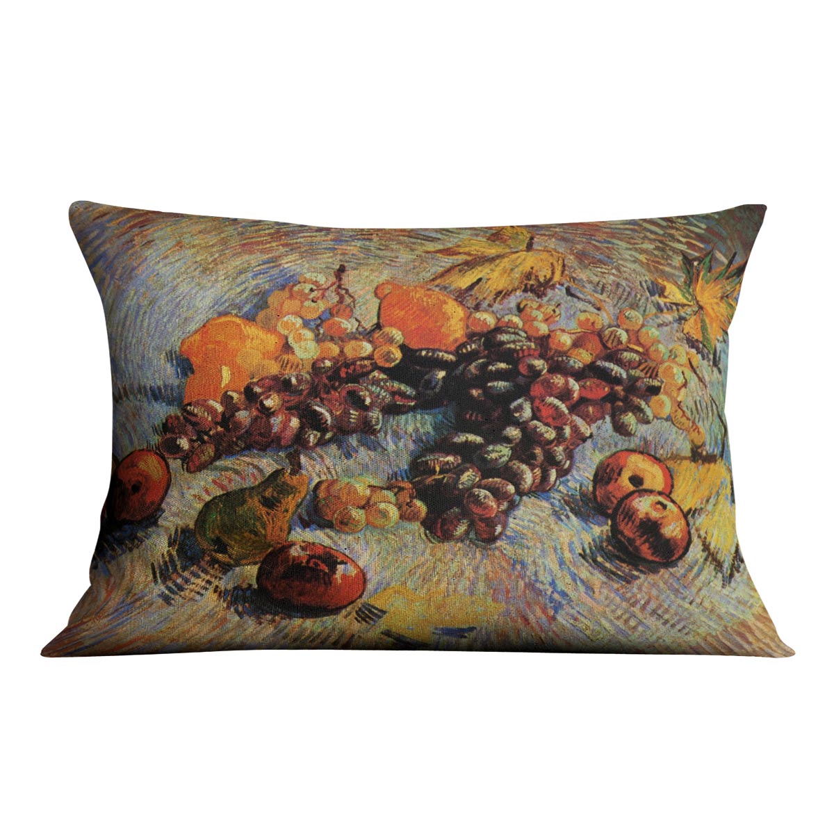 Still Life with Apples Pears Lemons and Grapes by Van Gogh Cushion
