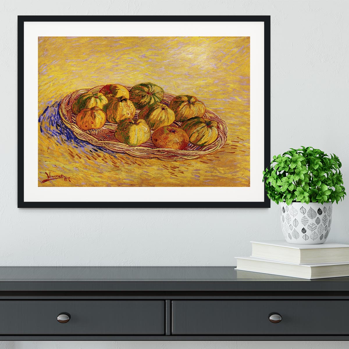 Still Life with Basket of Apples by Van Gogh Framed Print - Canvas Art Rocks - 1