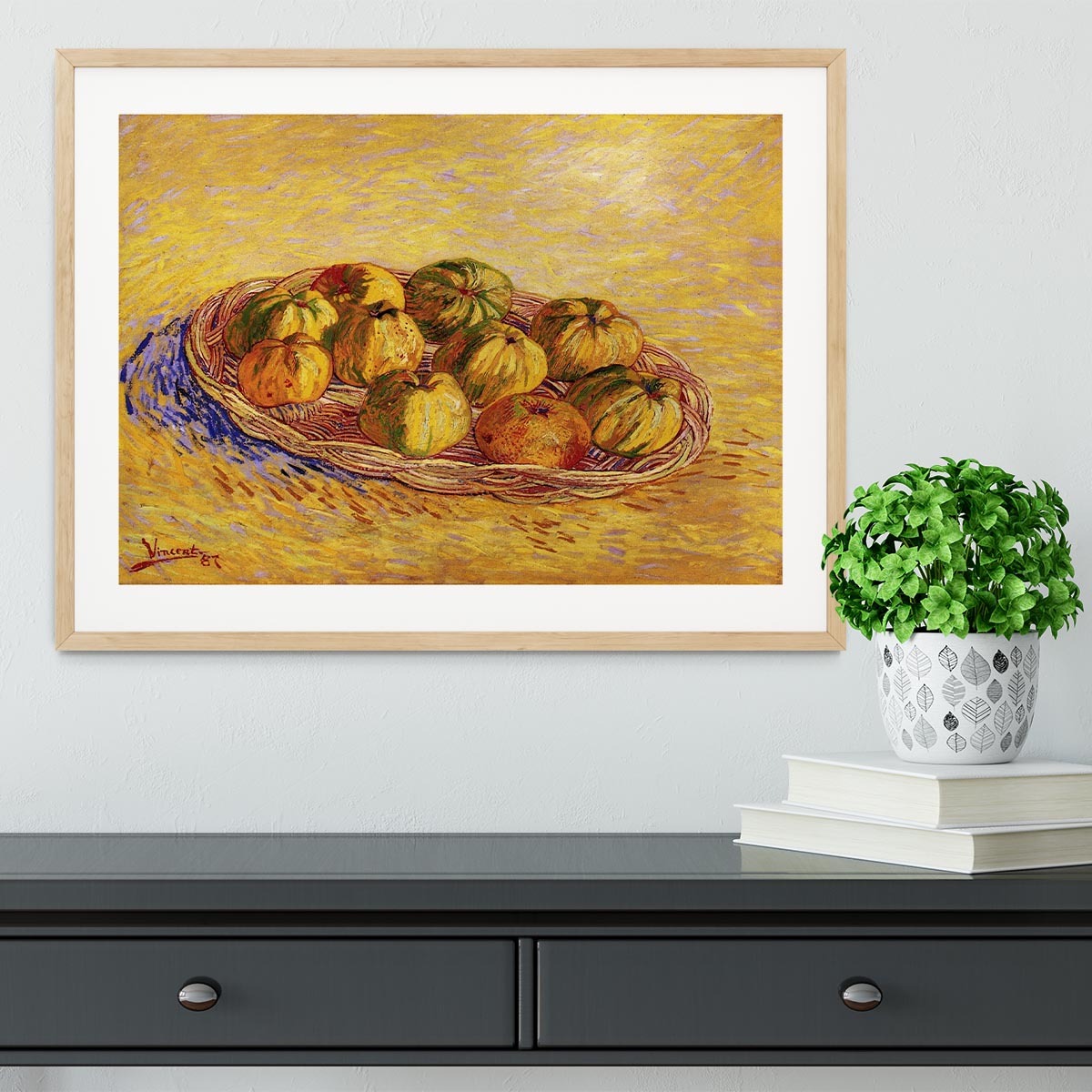 Still Life with Basket of Apples by Van Gogh Framed Print - Canvas Art Rocks - 3