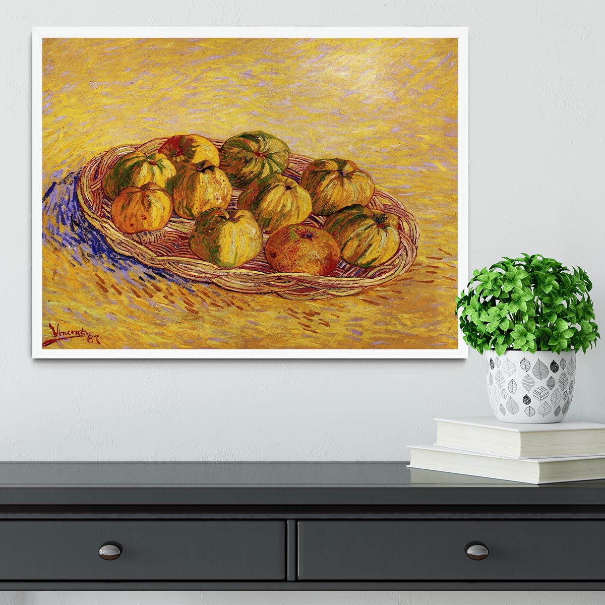 Still Life with Basket of Apples by Van Gogh Framed Print - Canvas Art Rocks -6