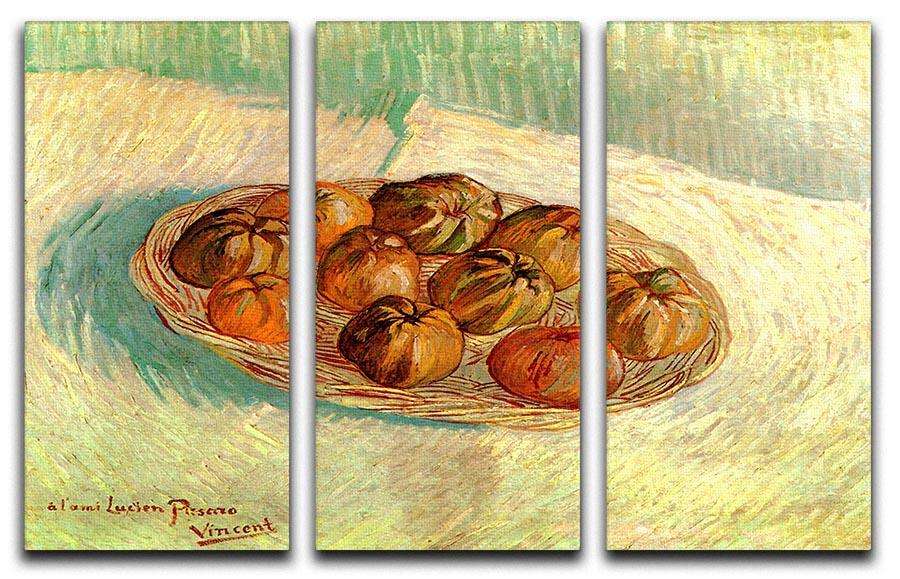 Still Life with Basket of Apples to Lucien Pissarro by Van Gogh 3 Split Panel Canvas Print - Canvas Art Rocks - 4