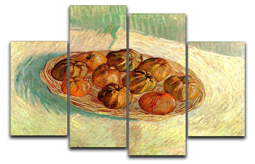 Still Life with Basket of Apples to Lucien Pissarro by Van Gogh 4 Split Panel Canvas  - Canvas Art Rocks - 1