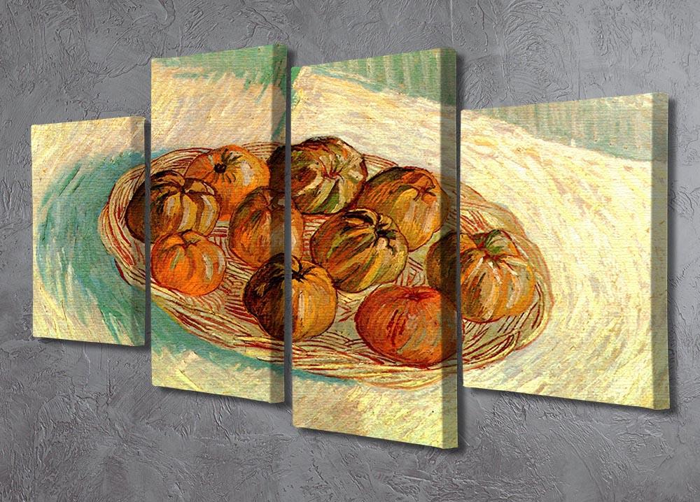 Still Life with Basket of Apples to Lucien Pissarro by Van Gogh 4 Split Panel Canvas - Canvas Art Rocks - 2