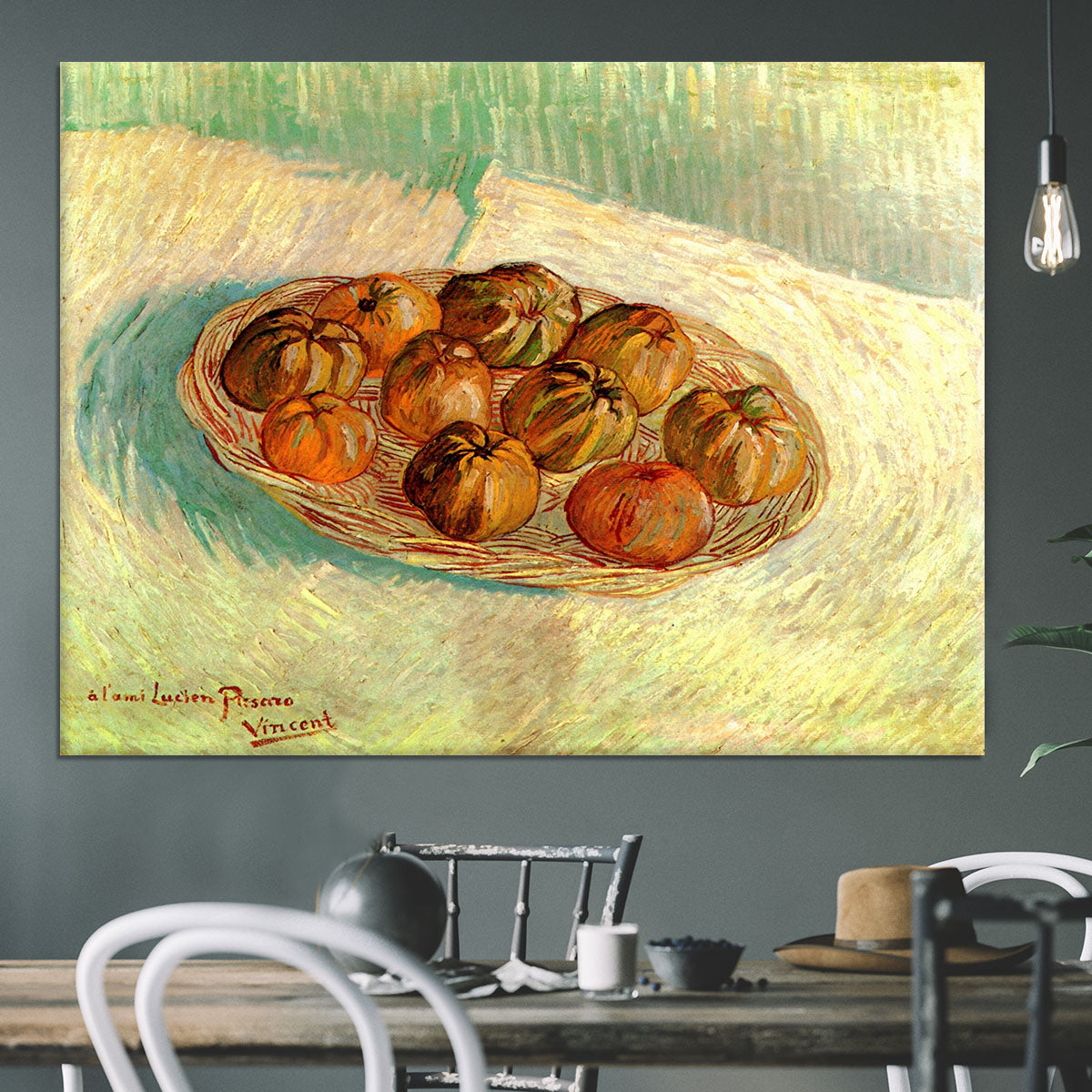Still Life with Basket of Apples to Lucien Pissarro by Van Gogh Canvas Print or Poster - Canvas Art Rocks - 3