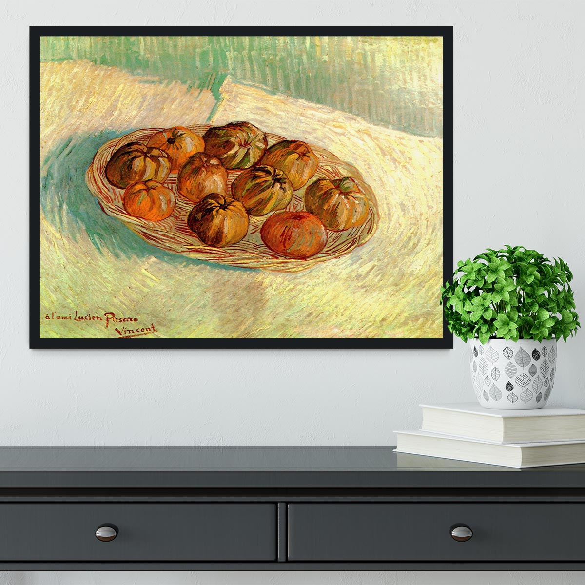 Still Life with Basket of Apples to Lucien Pissarro by Van Gogh Framed Print - Canvas Art Rocks - 2