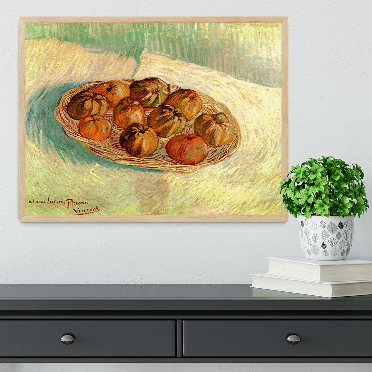 Still Life with Basket of Apples to Lucien Pissarro by Van Gogh Framed Print - Canvas Art Rocks - 4