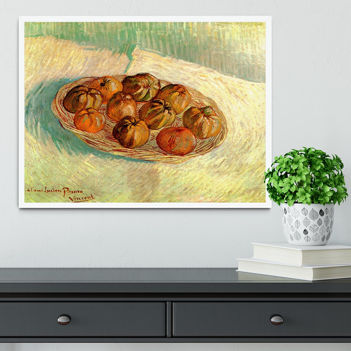 Still Life with Basket of Apples to Lucien Pissarro by Van Gogh Framed Print - Canvas Art Rocks -6