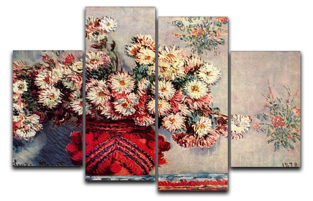 Still Life with Chrysanthemums by Monet 4 Split Panel Canvas  - Canvas Art Rocks - 1