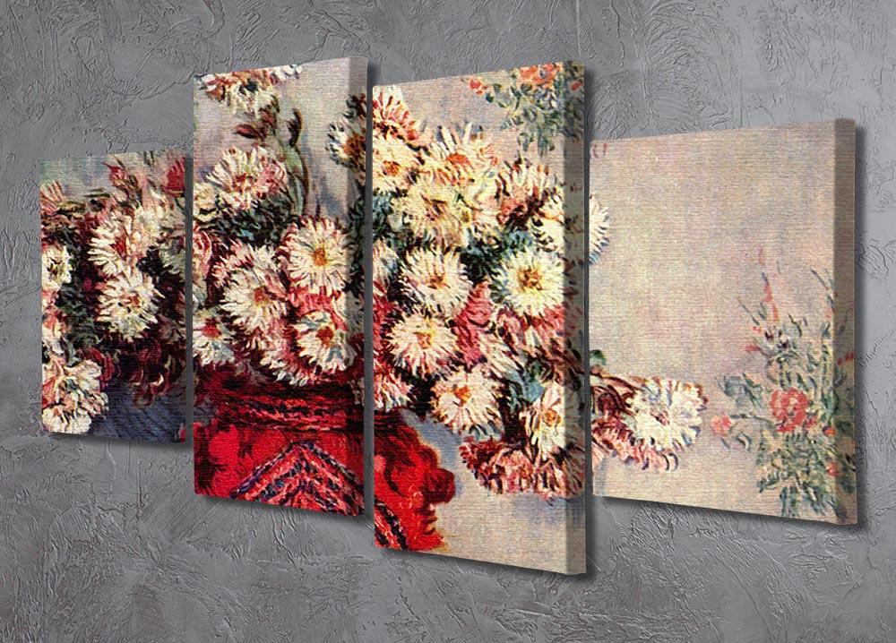 Still Life with Chrysanthemums by Monet 4 Split Panel Canvas - Canvas Art Rocks - 2