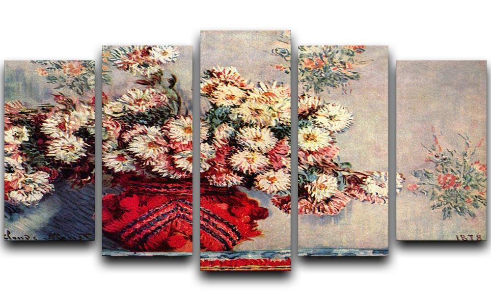 Still Life with Chrysanthemums by Monet 5 Split Panel Canvas  - Canvas Art Rocks - 1