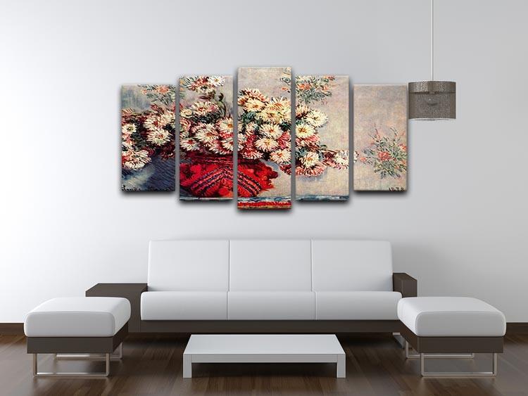 Still Life with Chrysanthemums by Monet 5 Split Panel Canvas - Canvas Art Rocks - 3