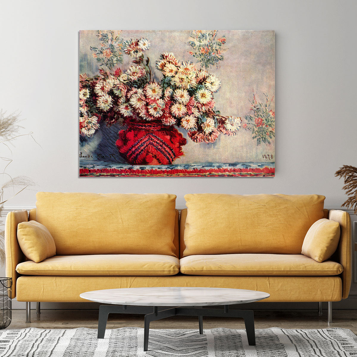 Still Life with Chrysanthemums by Monet Canvas Print or Poster - Canvas Art Rocks - 4