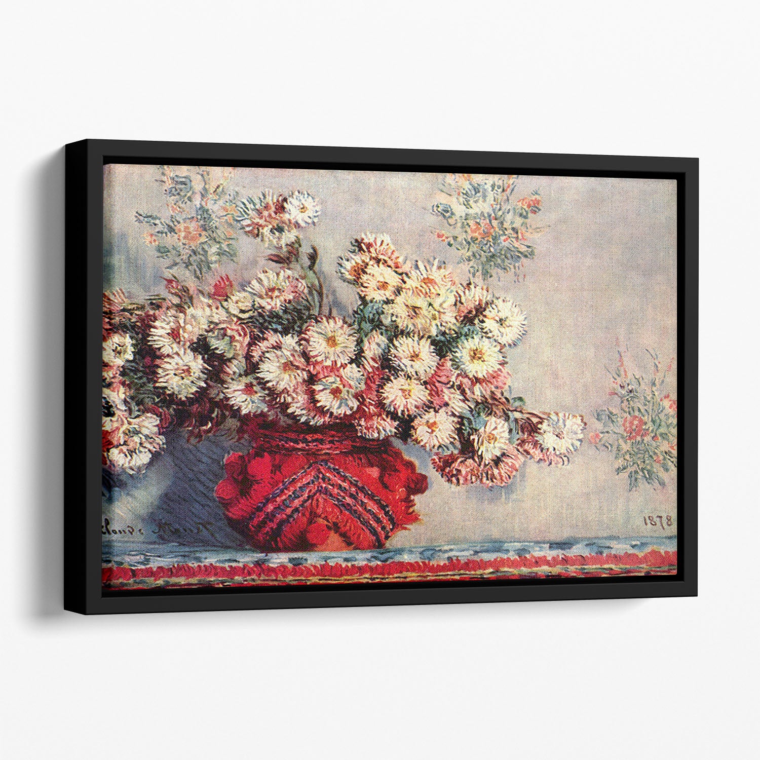 Still Life with Chrysanthemums by Monet Floating Framed Canvas