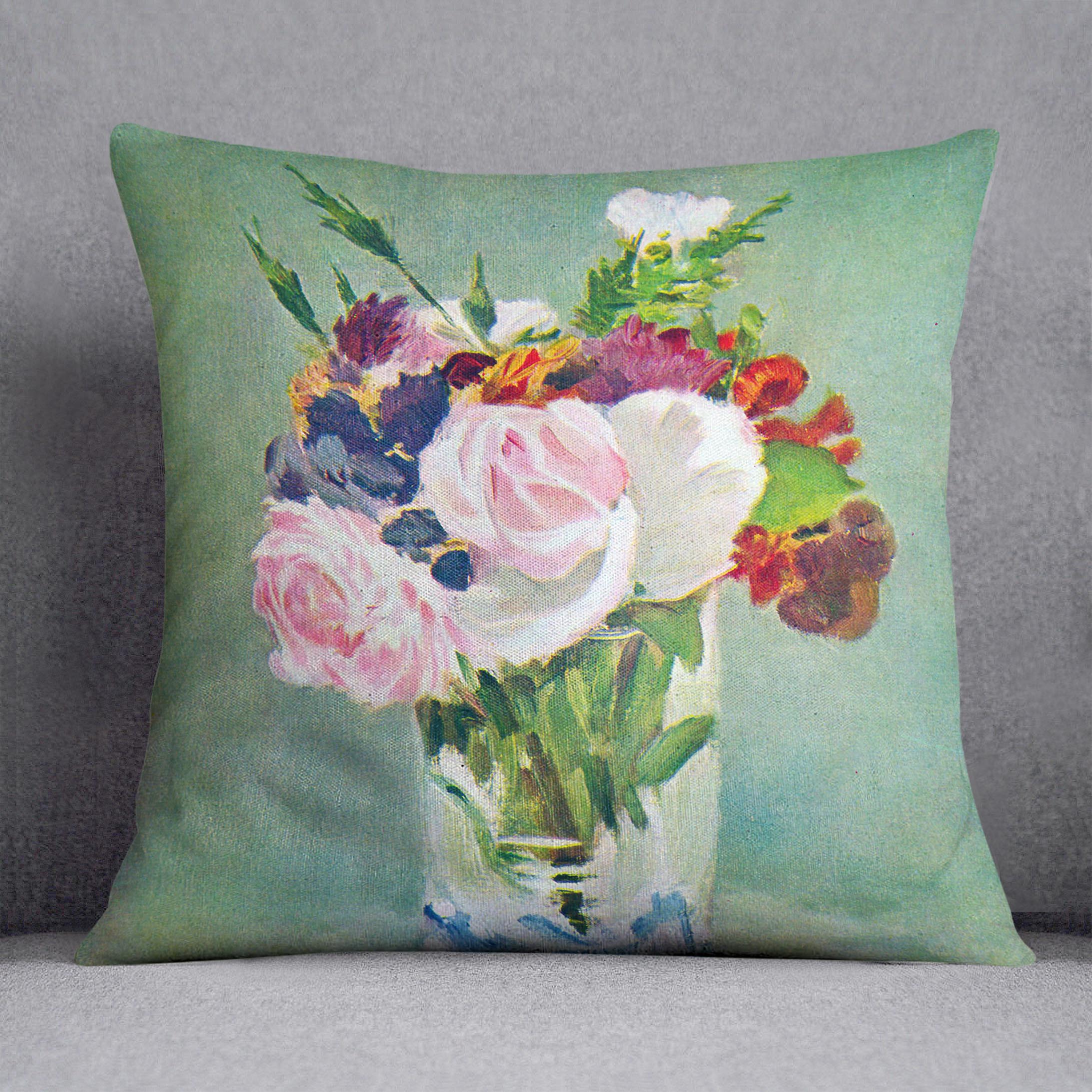 Still Life with Flowers 2 by Manet Cushion