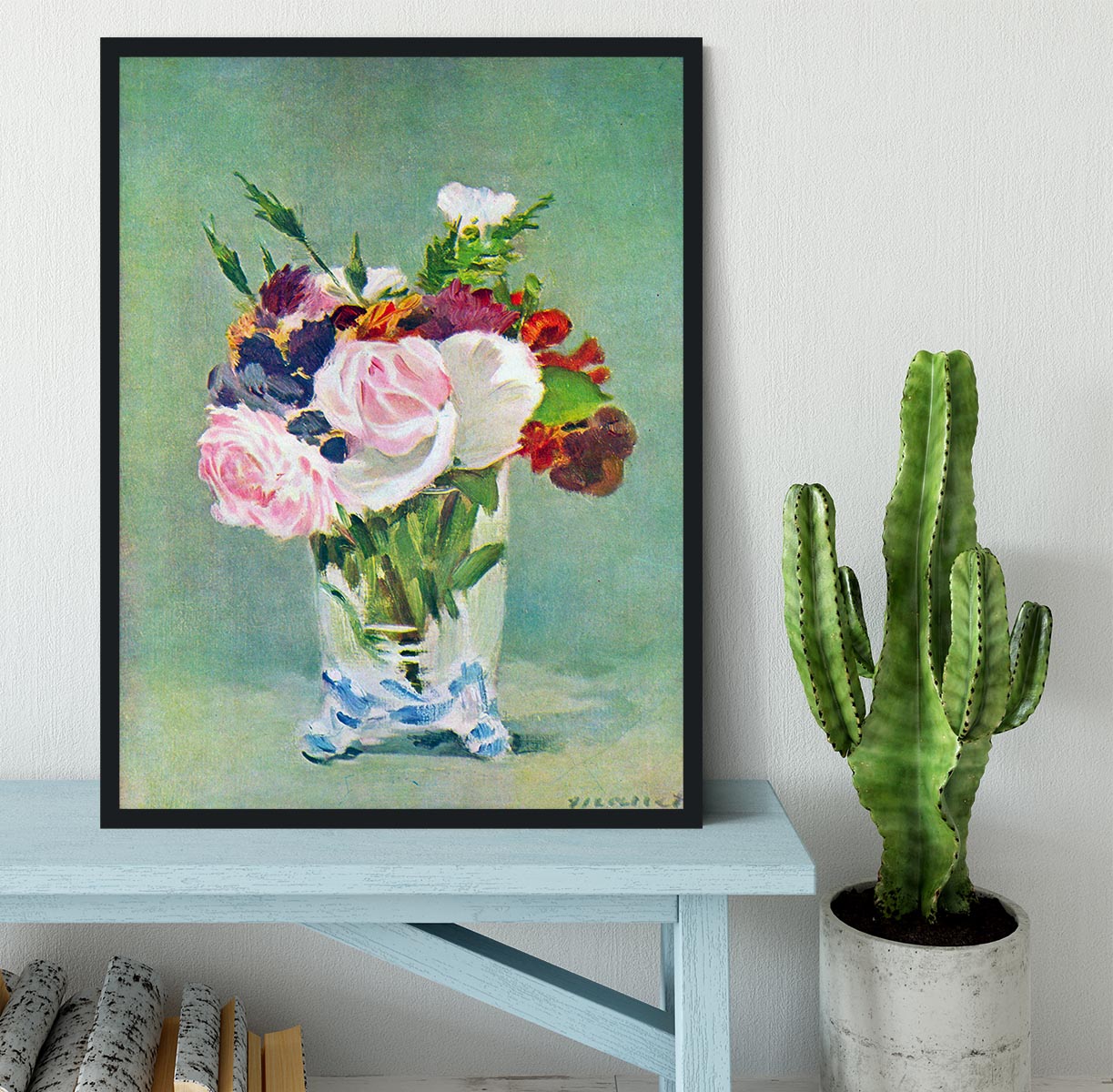 Still Life with Flowers 2 by Manet Framed Print - Canvas Art Rocks - 2